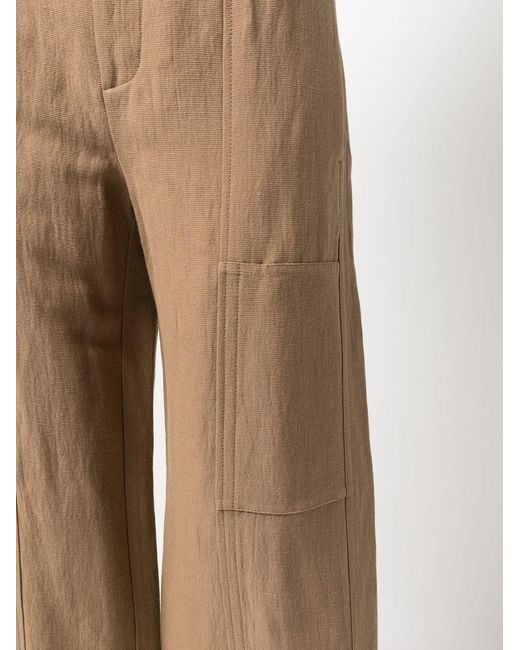 Vince Natural One Tone-Patch Wide-Leg Trousers