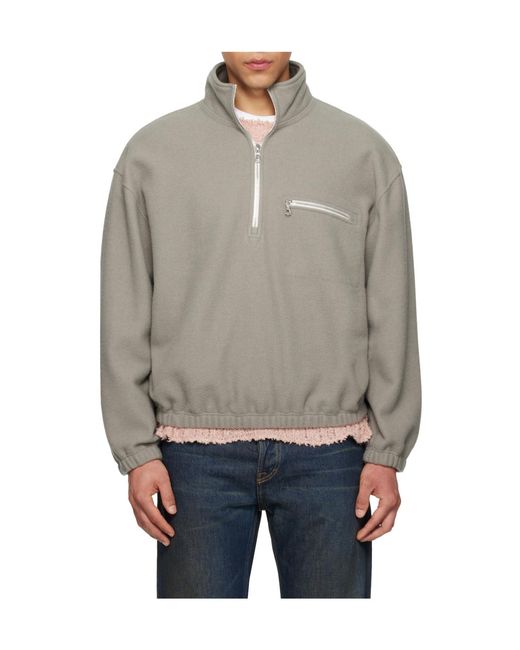 Rier Gray Half-Zip Fleece Sweatshirt for men