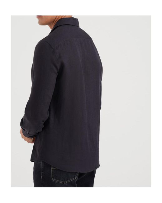 Brunello Cucinelli Blue Curved Hem Easy-Fit Shirt for men
