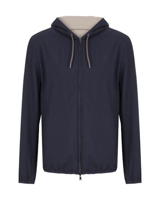 Herno Blue Reversible Hooded Jacket for men
