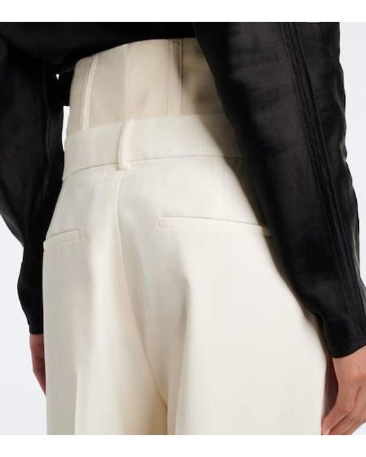 Rohe White High-Rise Wide-Leg Virgin Wool Pants