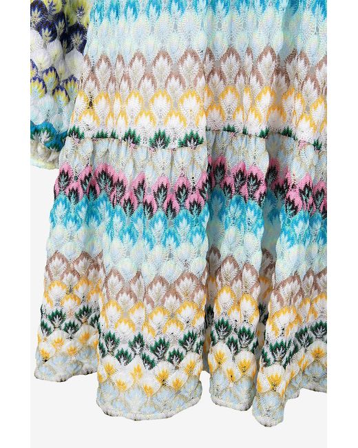 Missoni Blue Flame-Patterned Mini Knit Dress