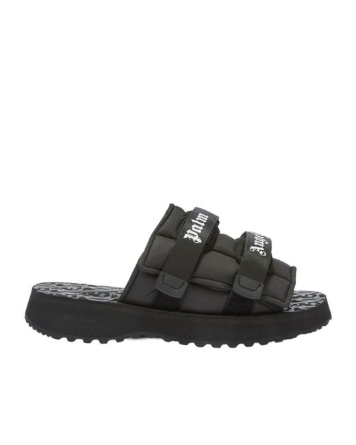 Palm Angels Black X Suicoke Moto-P Logo Printed Slides for men