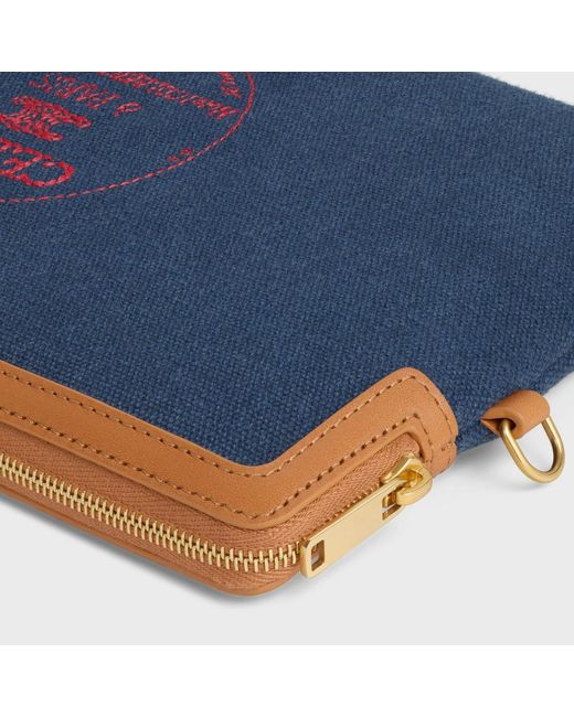 Céline Blue Small Pouch With Strap Cuir Triomphe