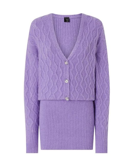 Pinko Purple Cable-Knit Button Dress