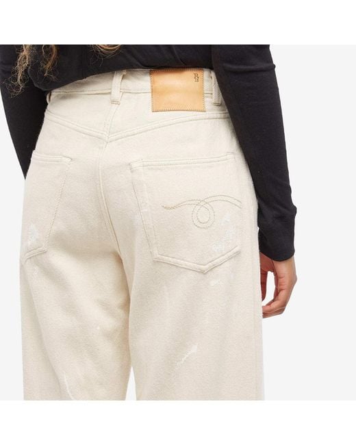 R13 White D'Arcy Paint-Splatter High Waist Wide-Leg Jeans