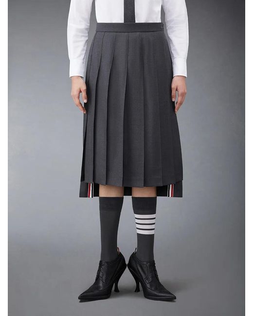 Thom Browne Black High-Waist Pleated Midi Skirt