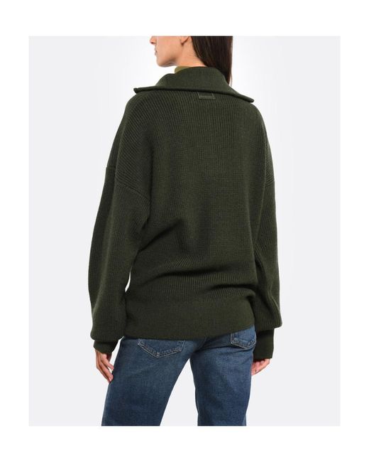 Isabel Marant Green Logo-Patch Zip-Up Jumper for men