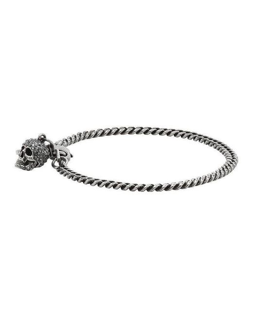 McQueen Metallic Skull Pendant Bracelet
