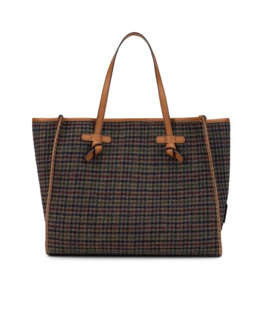 Gianni Chiarini Brown Checked Tote Bag With Pouch