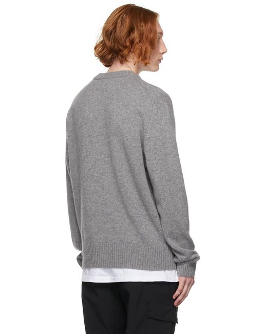 FRAME Gray Logo Knitted Pullover for men