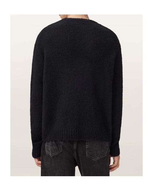 AllSaints Black Message Distressed Knitwear for men