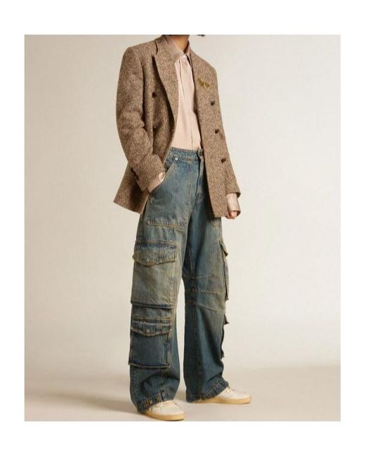 Golden Goose Deluxe Brand Natural Batilda Boyfriend Long Sleeved Satin Shirt