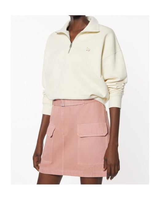 Maison Kitsuné White Maison Kitsuné Baby Fox Patch Half-Zip Sweatshirt