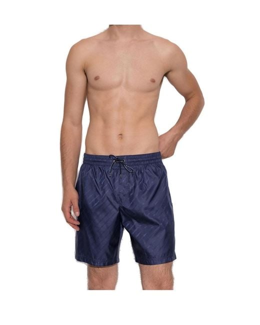 Dolce & Gabbana Blue Logo Jacquard Elastic Waist Swim Boxers for men