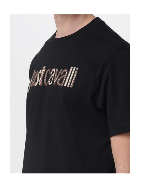 Just Cavalli Black Logo Print T-Shirt for men