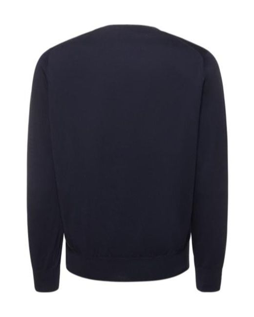 Brunello Cucinelli Blue Round Neck Pullover Sweater for men