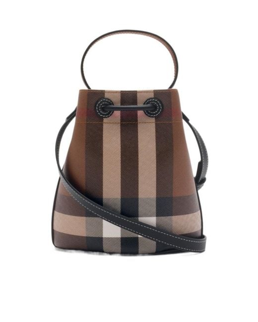 Burberry Brown Mini Tb Checked Bucket Bag
