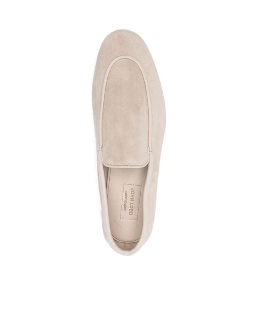 John Lobb White Round-Toe Loafers for men