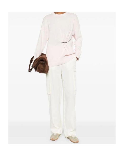 Twinset White Cargo-Pocket Straight Trousers