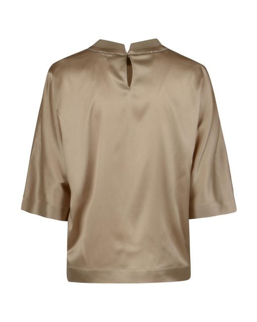 Peserico Brown Boxy Satin Top