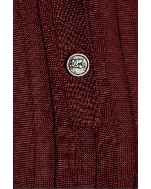 Etro Purple Pegaso Button Ribbed Polo Shirt