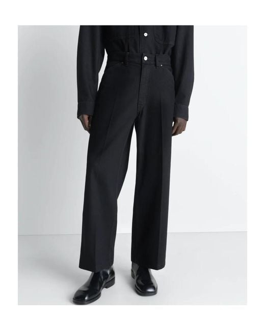 Lemaire Black Logo-Patch Wide-Leg Jeans for men
