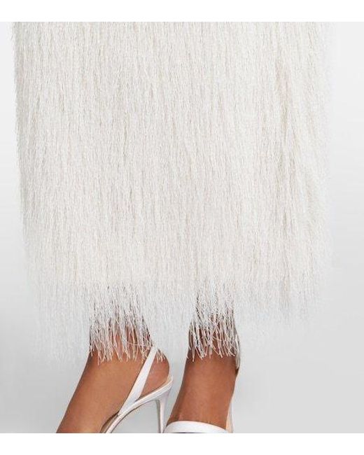 Rohe White Bridal Fringed Wool-Blend Maxi Dress