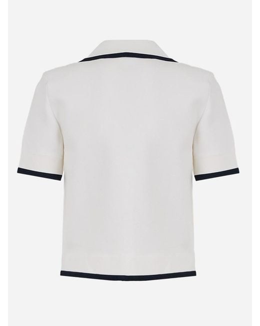 Veronica Beard White Stovall Short-Sleeve Knitted Jacket