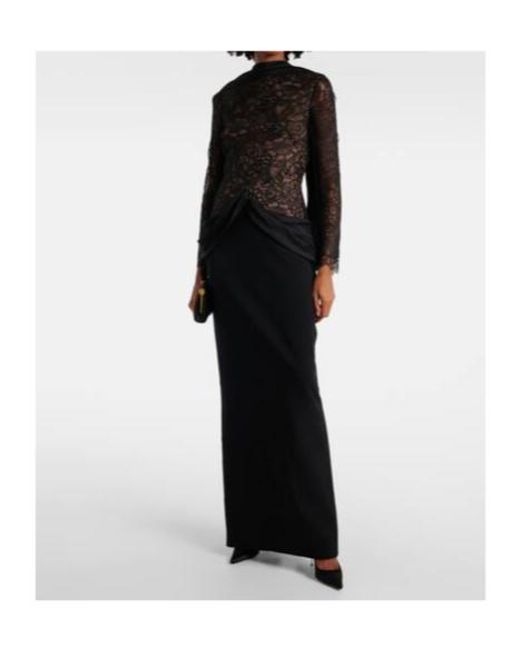 Safiyaa Black Serryna Lace Gown
