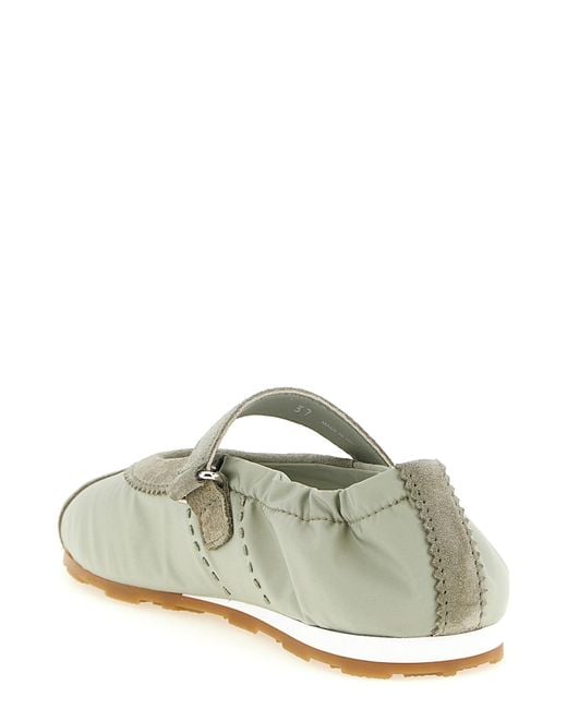 Miu Miu Green Plume Ballet Flats