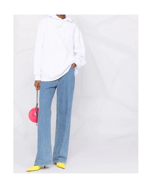MSGM White Drawstring Cotton Hoodie