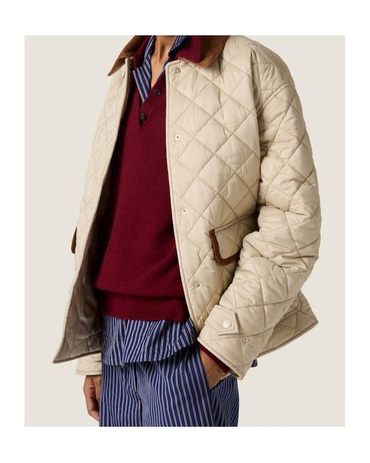 Miu Miu Natural Quilted Button-Up Jacket