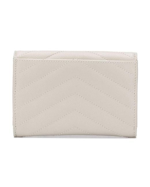 Saint Laurent White Cassandre Matelassé Small Envelope Wallet