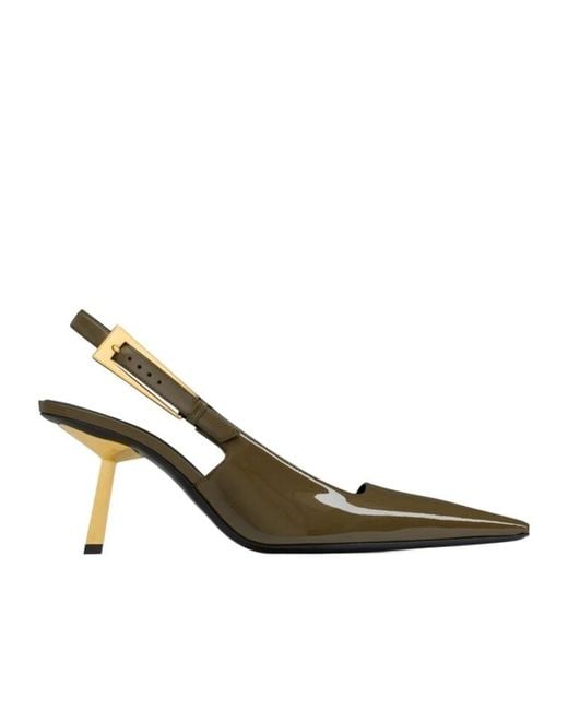 Saint Laurent Metallic Lee Slingback Pumps