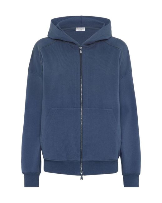 Brunello Cucinelli Blue Monili-Embellished Hoodie
