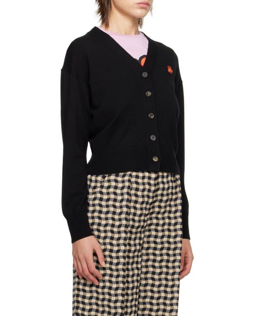 KENZO Black V-Neck Buttoned Knitted Cardigan
