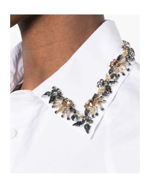 ERMANNO FIRENZE White Floral Collar Shirt