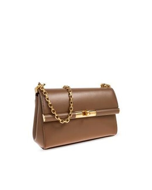 Dolce & Gabbana Brown Mini Marlene City Chain-Strap Flap Tote Bag
