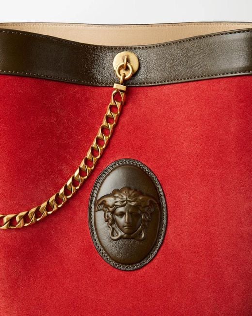 Versace Red Pivot Small Bucket Bag