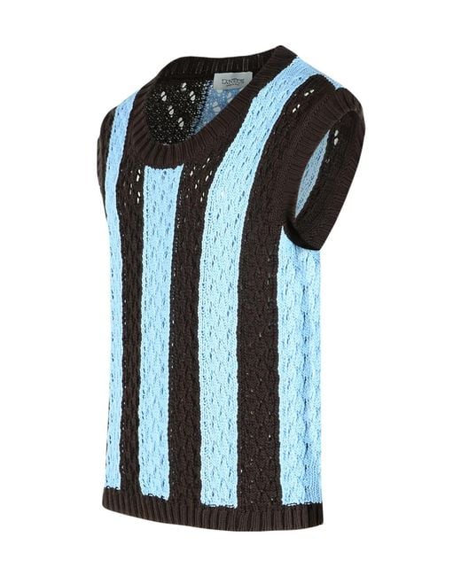 Laneus Black Woven Knit Vest for men