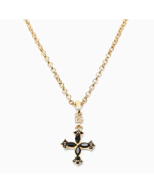 Dolce & Gabbana White Cross Pendant Chain Necklace