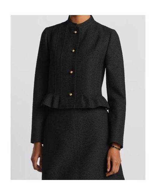 Dior Black Button-Up Peplum Detailed Jacket