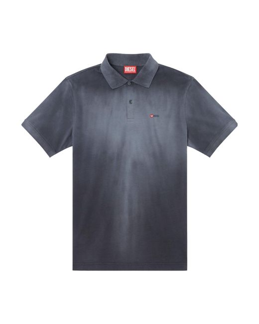DIESEL Blue T-Rejust-R3 Logo Embroidery Jersey Polo Shirt for men