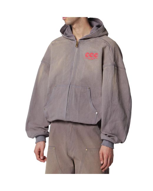 Willy Chavarria Gray Ccc Vintage-Effect Hooded Jacket for men