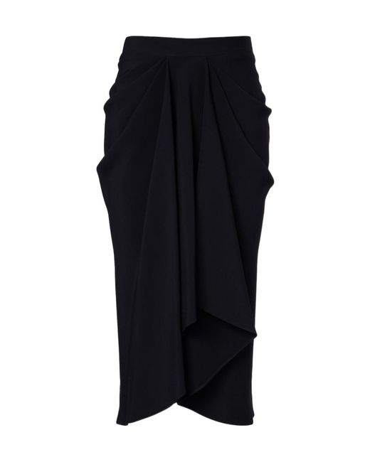 Givenchy Black Draped Crepe Cady Midi Skirt