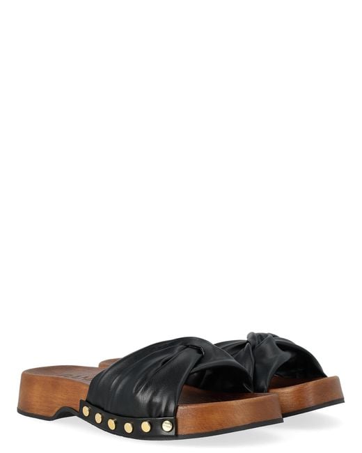 Ganni Brown Tia Fairy Studded Wedge Slides