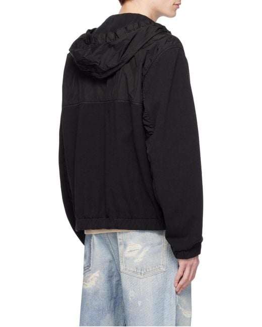Stone Island Black Logo Patch Hooded Windbreaker for men