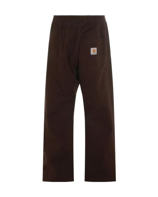 Carhartt Brown Wip Elastic-Waist Straight-Leg Pants for men