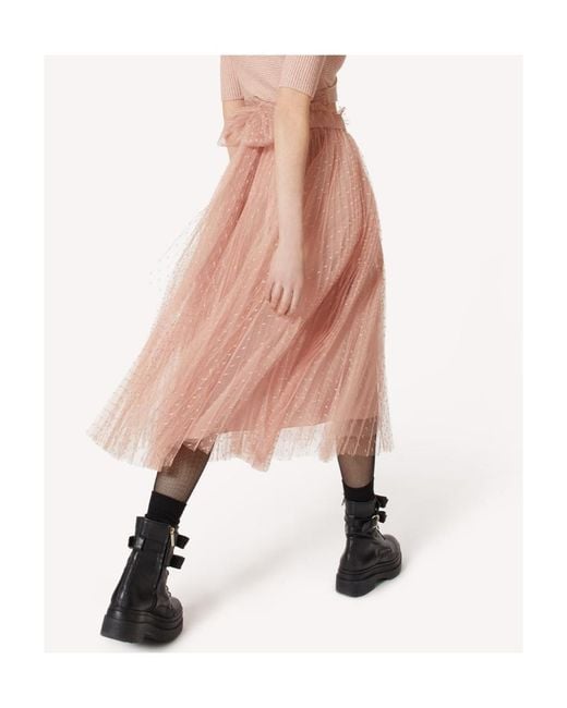 RED Valentino Pink Pleated Tulle Midi Skirt